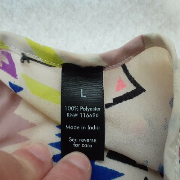 Tribal Print Vintage Ladies Blouse Vintage Long Size Large Vibrant Multi EUC - Picture 3 of 8